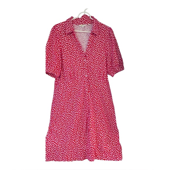 Boden Dresses & Skirts - Boden Button Jersey Mini Tea Dress size 18R In Jalapeno Red, Peony Stamp